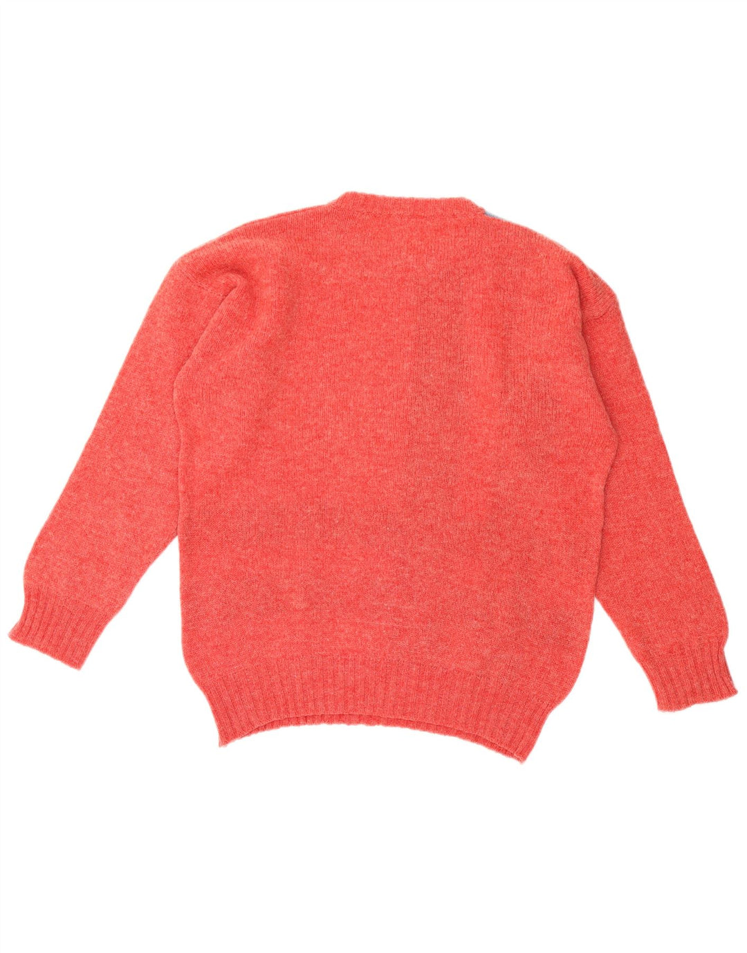 Vintage męski sweter z wycięciem pod szyją, duży czerwony blok kolorów