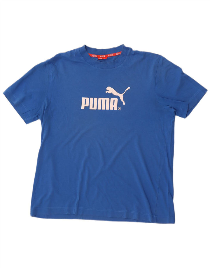 Męski T-shirt Puma z grafiką, duży, niebieski, bawełniany
