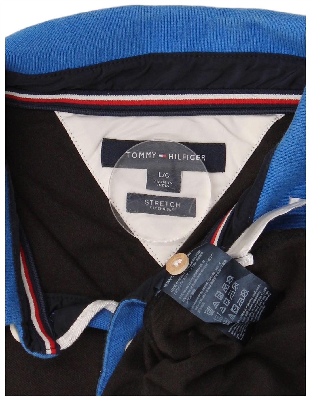 Męska koszulka polo Tommy Hilfiger, duża, czarna, bawełniana w bloki kolorów