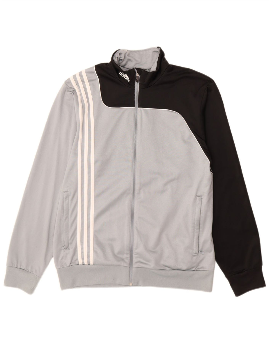 Adidas Męska bluza dresowa UK 40/42 Średni szary poliester z blokami kolorów