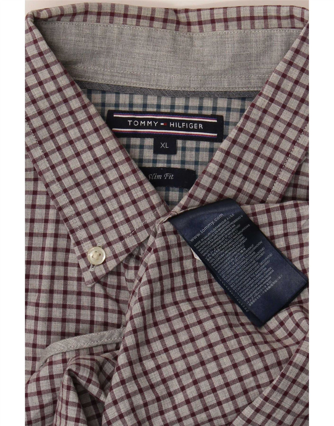Męska koszula slim fit Tommy Hilfiger XL w szarą kratę, bawełniana