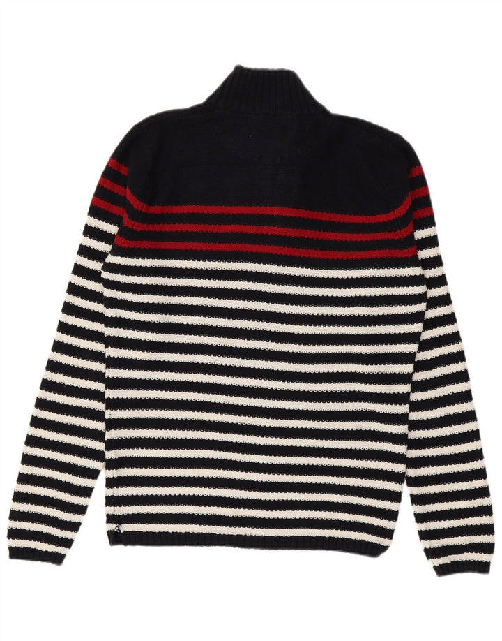 Męski sweter Zara z zamkiem błyskawicznym, bawełniany, w kolorze średniego granatu w paski