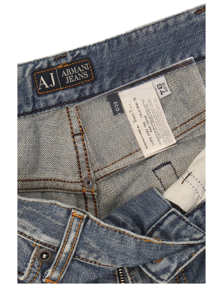 Męskie jeansy ARMANI Graphic Straight W34 L30 Niebieskie bawełniane