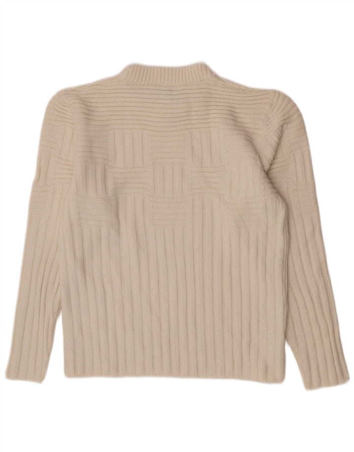 Damski sweter z wycięciem pod szyją Bikkembergs UK 12 Średni złamanej bieli