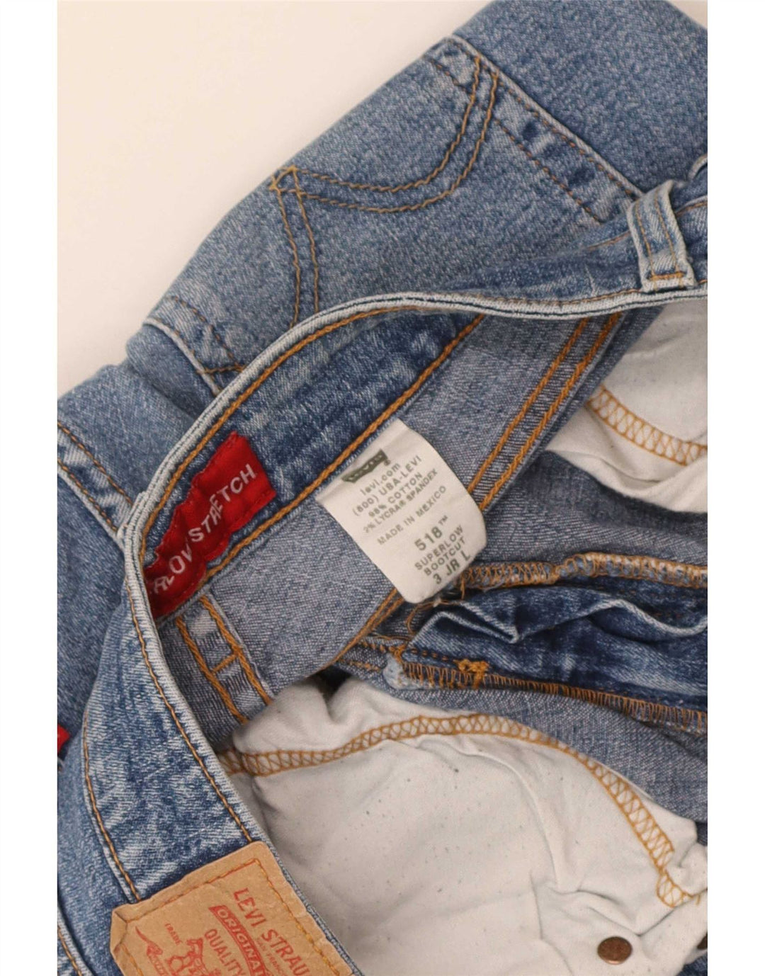 Damskie jeansy Levi's 518 Super Low Bootcut, rozmiar 3, małe, W28 L32, niebieska bawełna