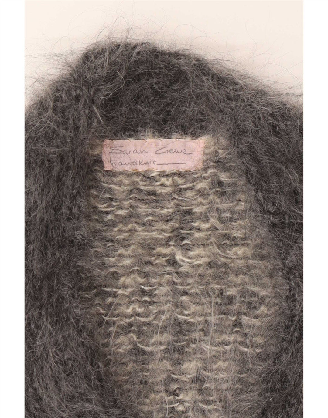 Sweter damski w stylu vintage, UK 12, średni szary moher w pepitkę