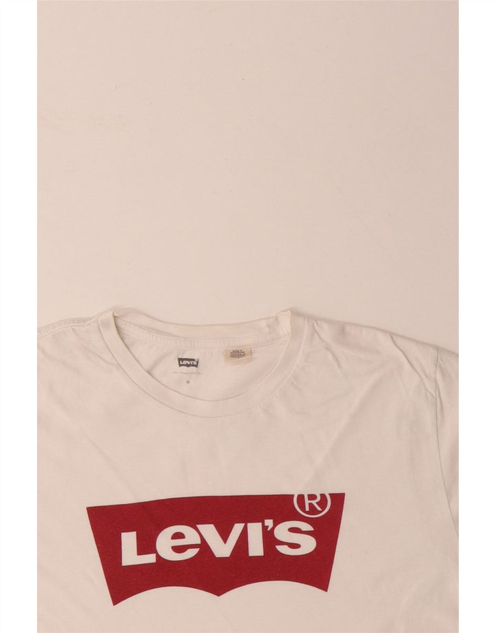 Męska koszulka z grafiką LEVI'S, średnia, biała, bawełniana