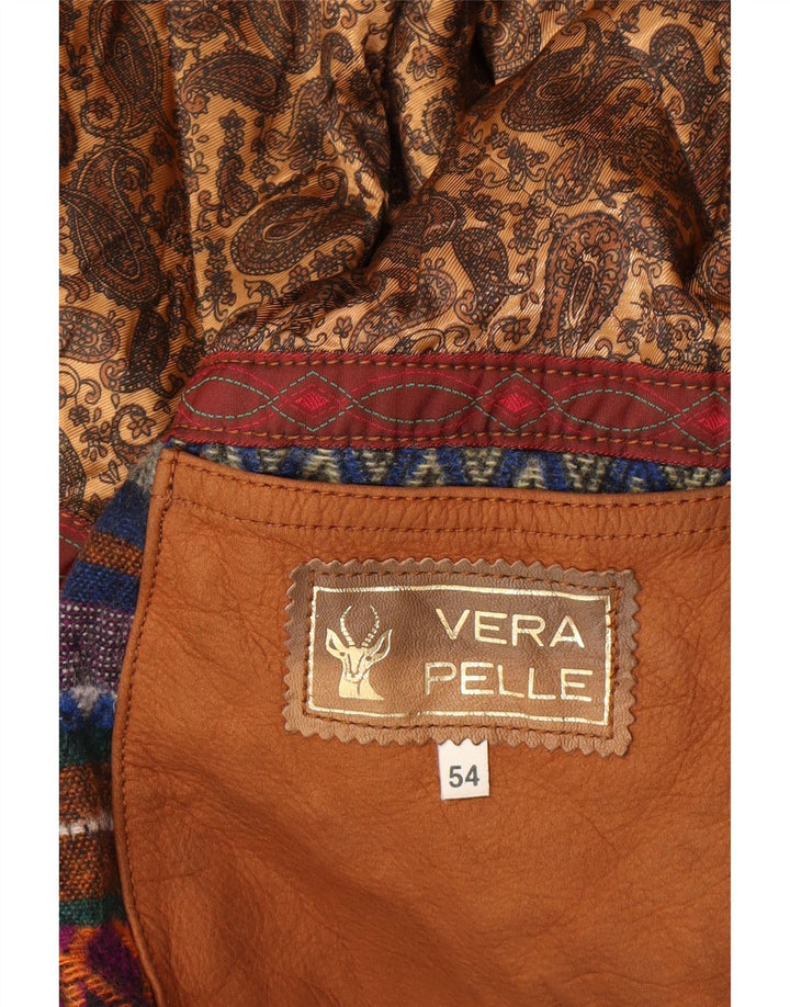 Męska kurtka skórzana z kapturem VINTAGE EU 54 2XL brązowa skóra