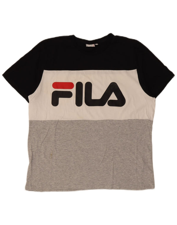 Męska koszulka z grafiką Fila Top XL, wielobarwna, bawełniana z blokami kolorów