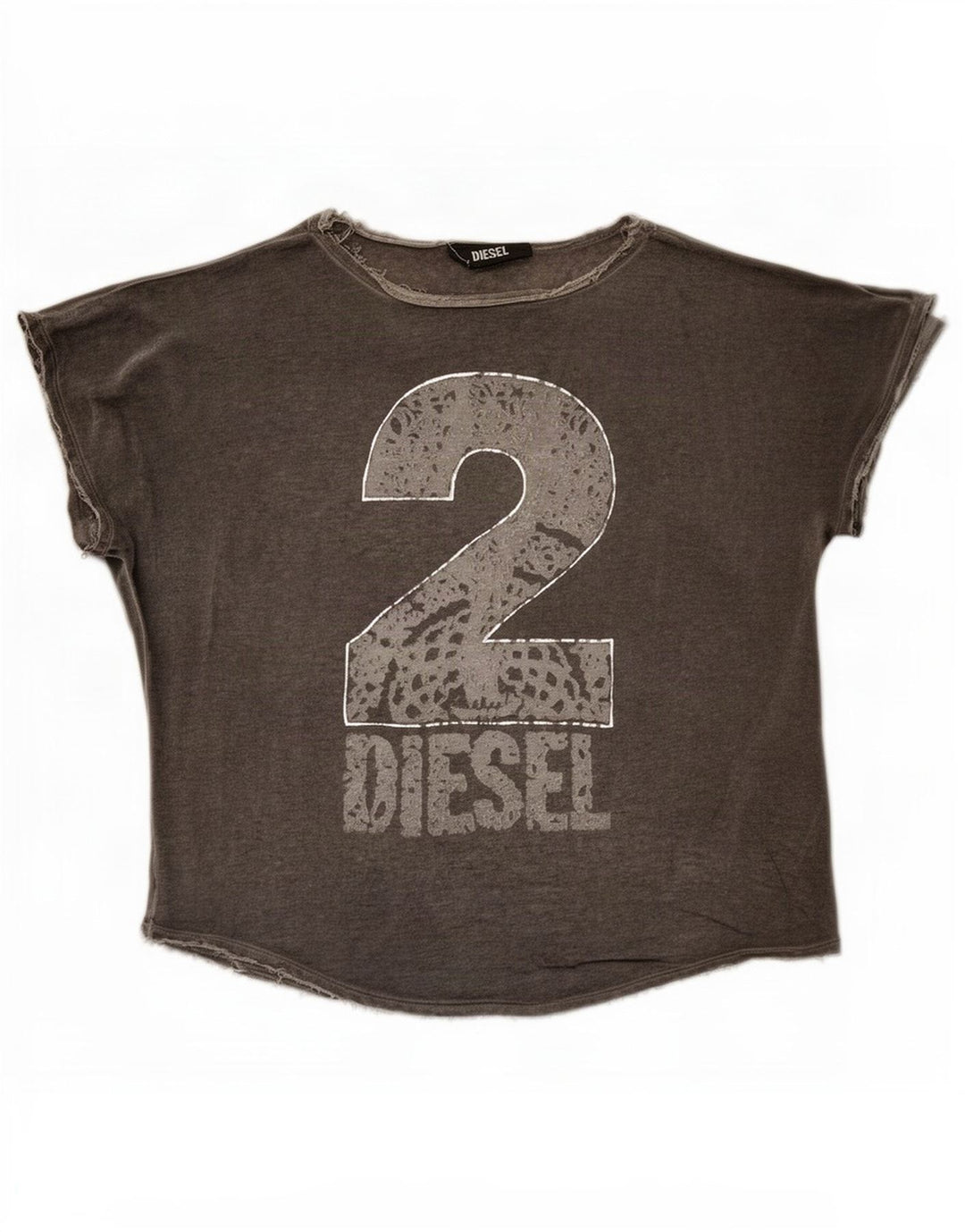 Damska koszulka oversize Diesel z grafiką Top UK 10 Small Grey Rayon