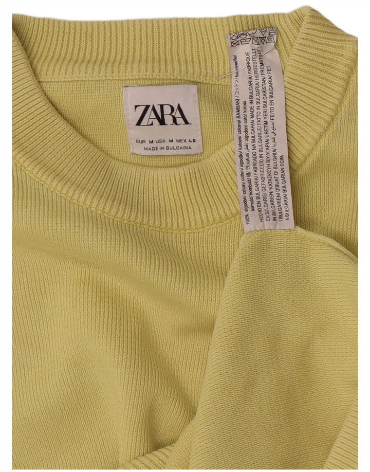 Męski sweter z okrągłym dekoltem Zara, średniożółty, bawełniany