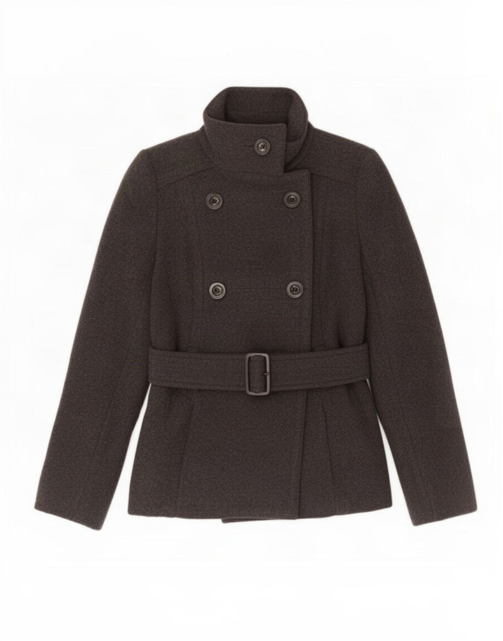 Płaszcz damski Zara w groszki UK 6 XS, szara wełna