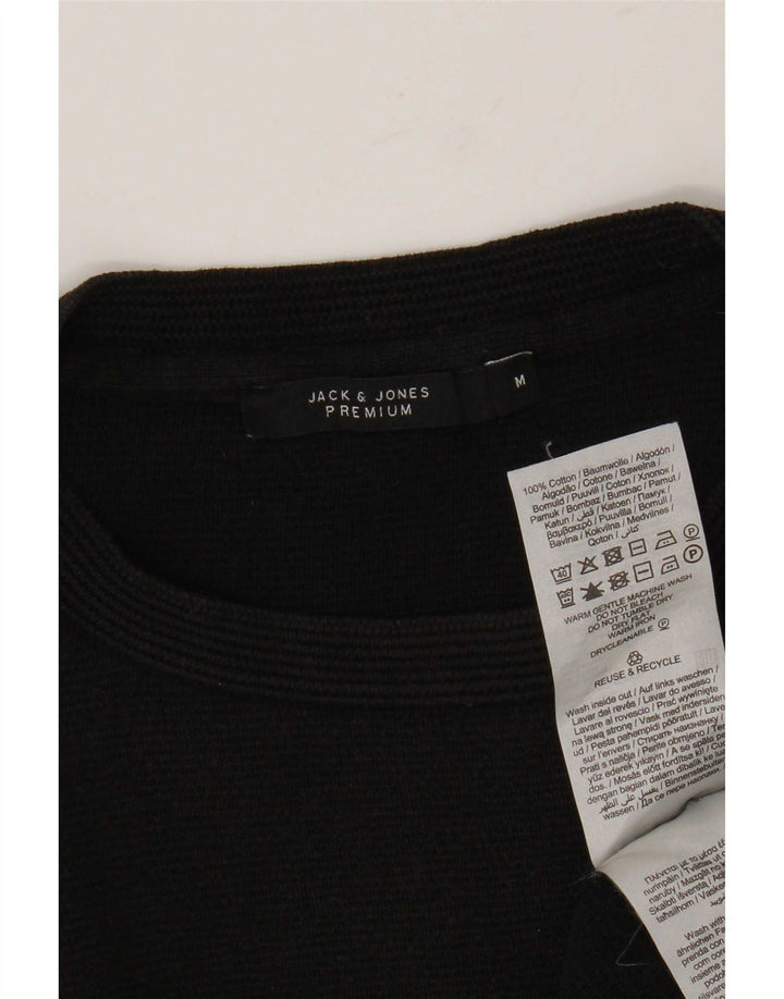 Męski sweter z okrągłym dekoltem Jack & Jones, średniej wielkości, czarny, bawełniany