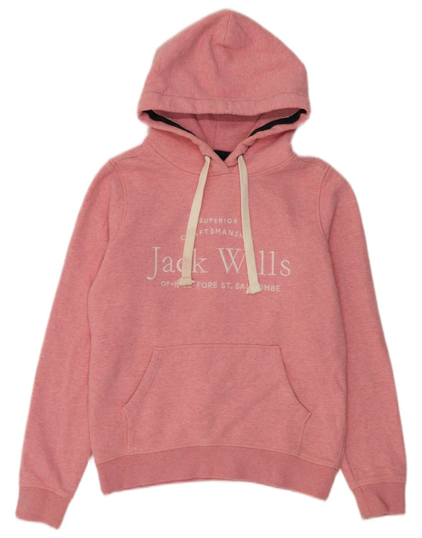Damska bluza z kapturem Jack Wills z grafiką UK 8, mała, różowa, nakrapiana bawełna