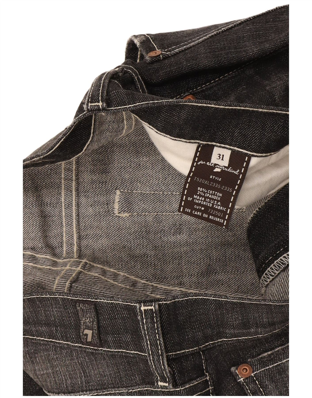 Damskie jeansy Bootcut 7 For All Mankind W31 L36 Szara bawełna