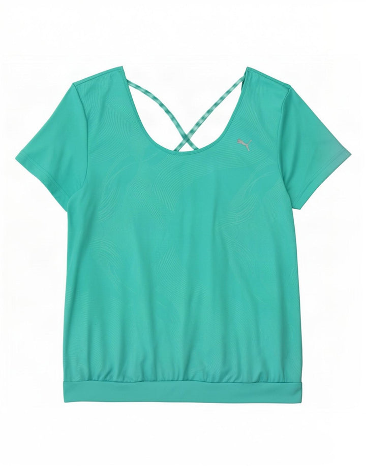 T-shirt damski Puma Top UK 16, duży, turkusowy, geometryczny poliester