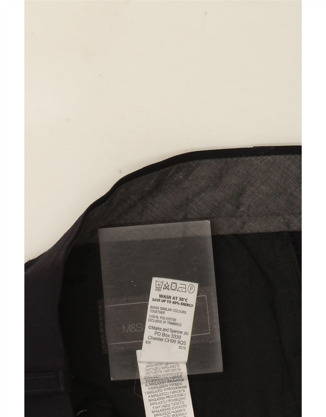 MARKS & SPENCER Męskie spodnie garniturowe o regularnym kroju W36 L33 Granatowy poliester