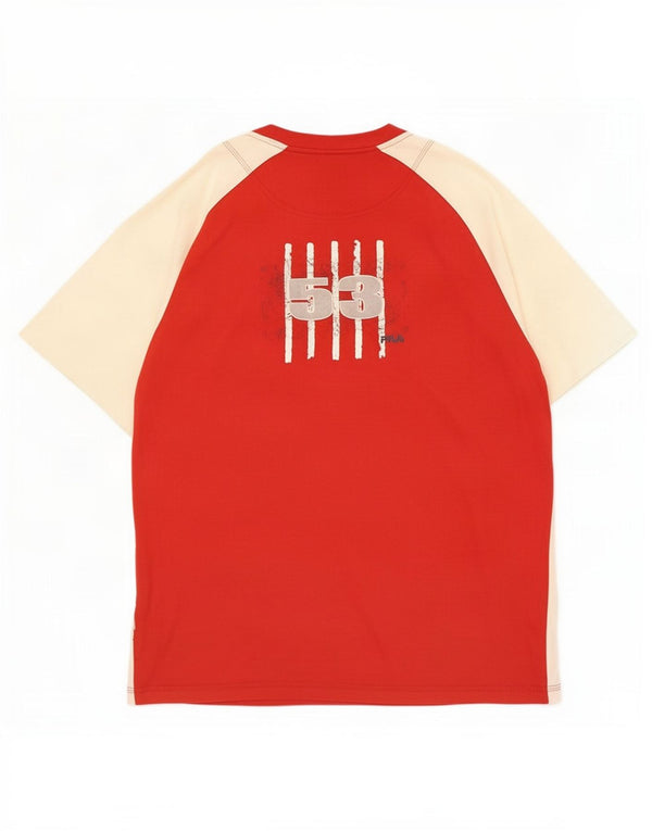 Męski T-shirt Fila z grafiką, bawełniany top XL w kolorze czerwonym