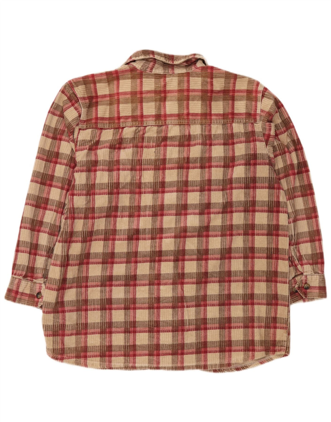 MARKS & SPENCER Męska sztruksowa koszula w rozmiarze 16, duża, bawełniana w beżową kratkę