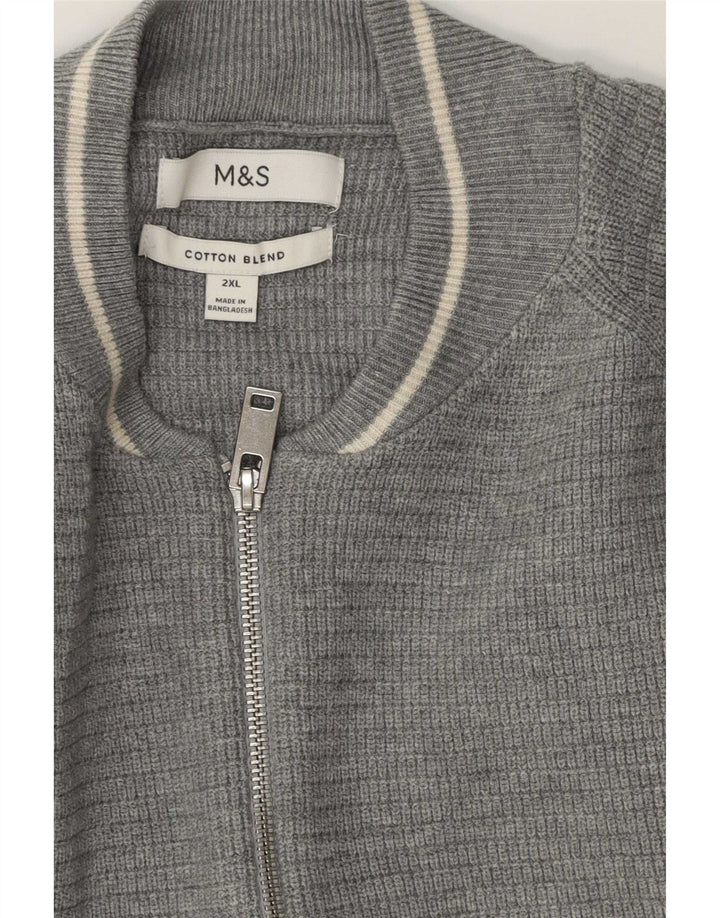 Marks & Spencer Męski sweter rozpinany na zamek, 2XL, szara bawełna