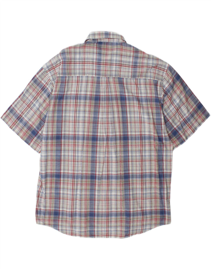 LERROS Mens Short Sleeve Shirt 2XL Blue Check Cotton Vintage Lerros and Second-Hand Lerros from Messina Hembry 