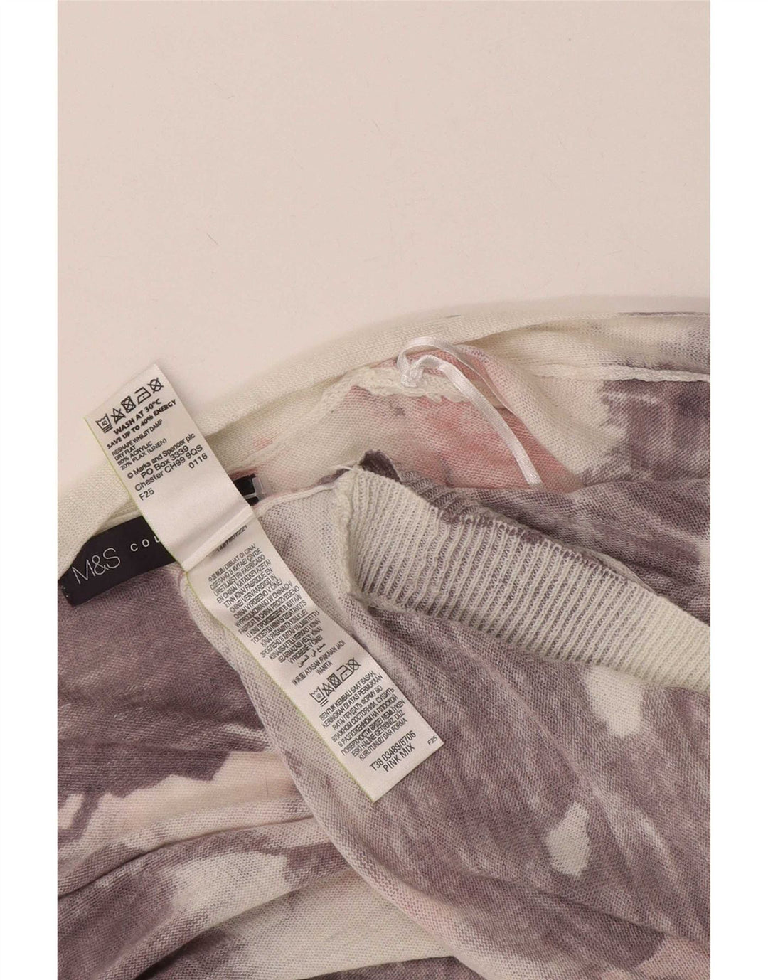 Marks & Spencer Damski sweter kardigan z abstrakcyjnym wzorem, UK 14, średni róż