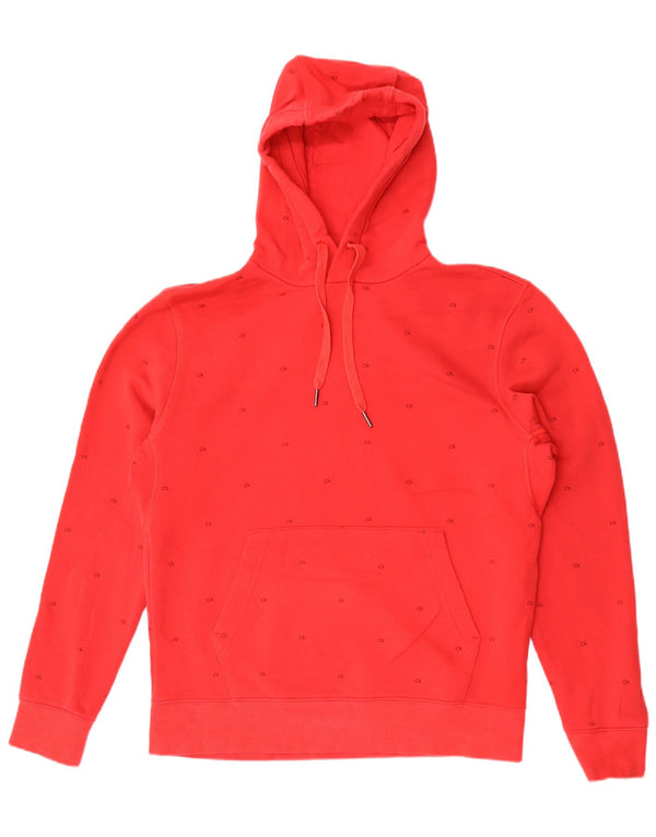 Męski sweter z kapturem Calvin Klein z grafiką, średnio czerwony, bawełniany