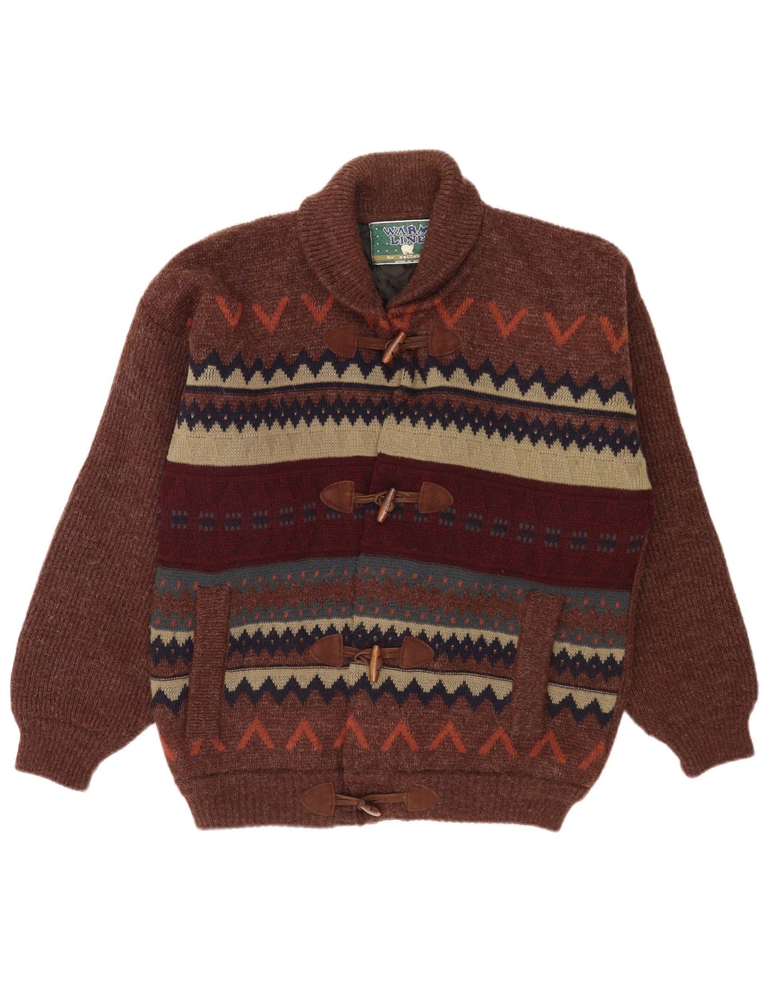 Sweter męski Settebello, duży, brązowy, geometryczny, wełniany