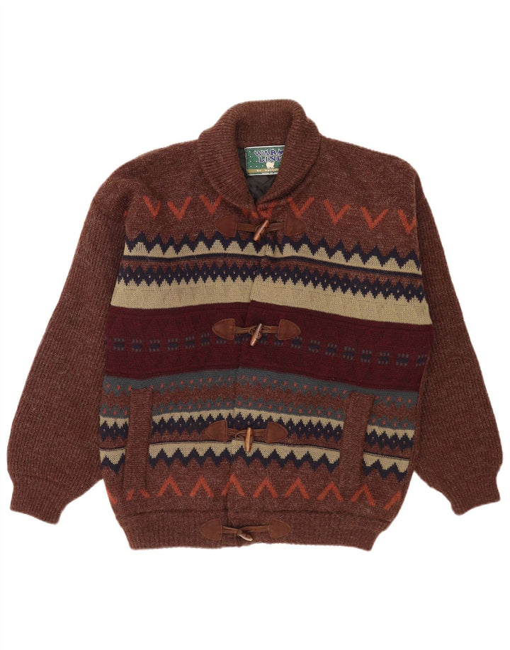 Sweter męski Settebello, duży, brązowy, geometryczny, wełniany