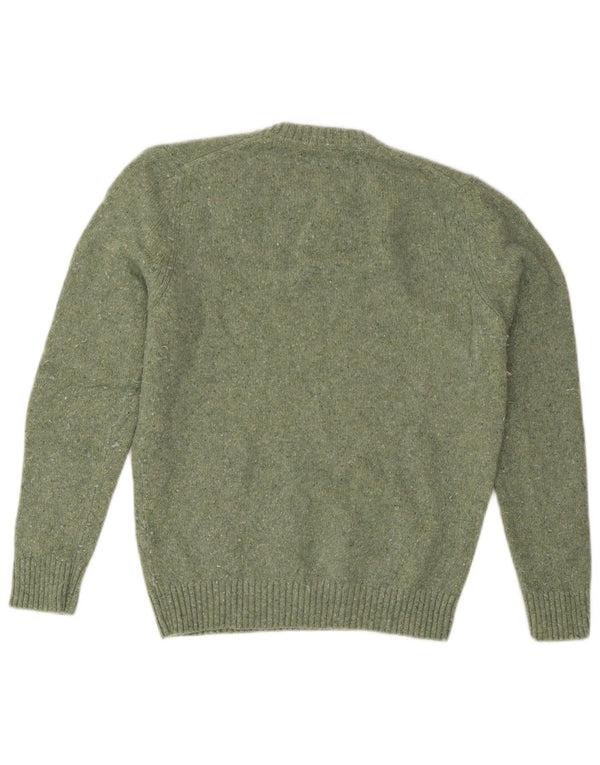 Męski sweter Massimo Dutti z okrągłym dekoltem, średnio zielony, nakrapiany
