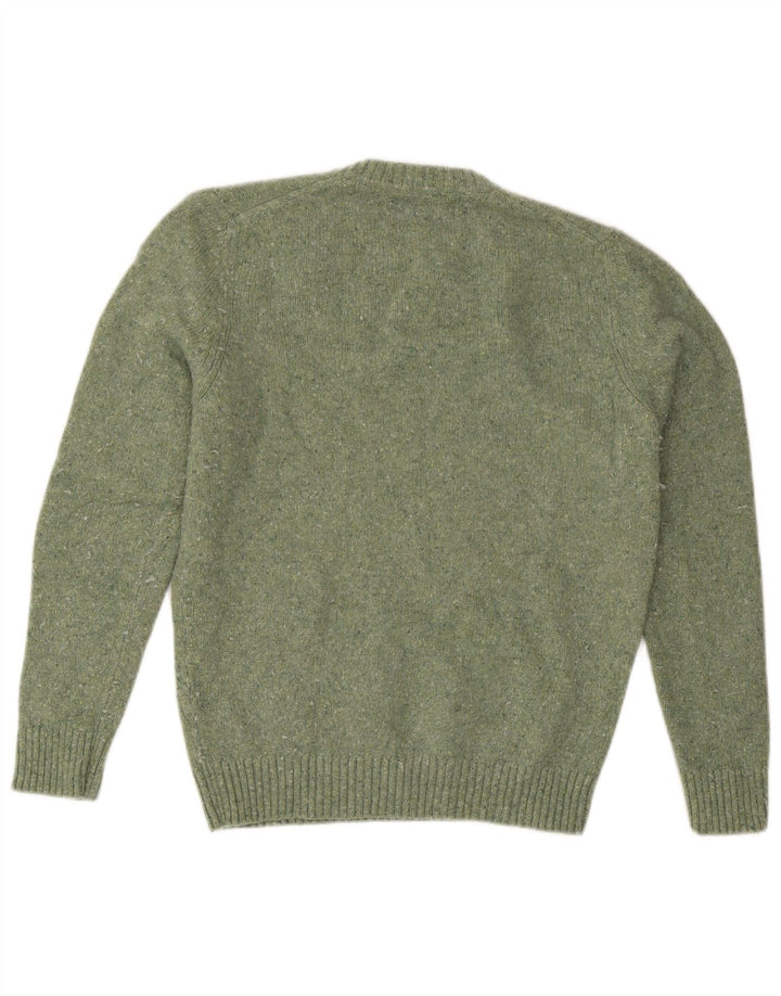 Męski sweter Massimo Dutti z okrągłym dekoltem, średnio zielony, nakrapiany