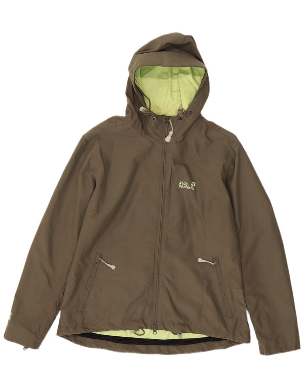 Damska kurtka wiatrówka z kapturem Jack Wolfskin UK 14/16, duża khaki