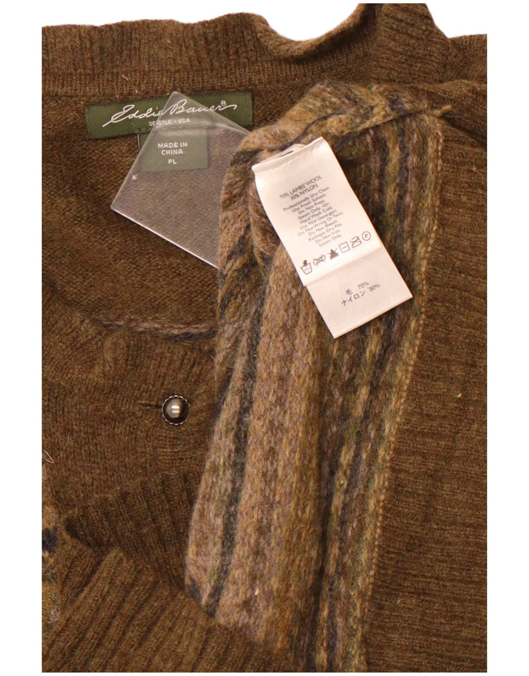 Sweter damski Eddie Bauer Petite Cardigan UK 14, duży, zielony, z owczej wełny