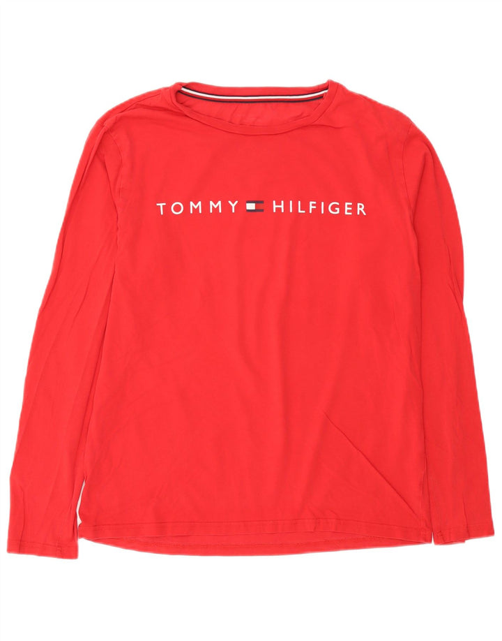 Męski top graficzny Tommy Hilfiger z długim rękawem, średni czerwony