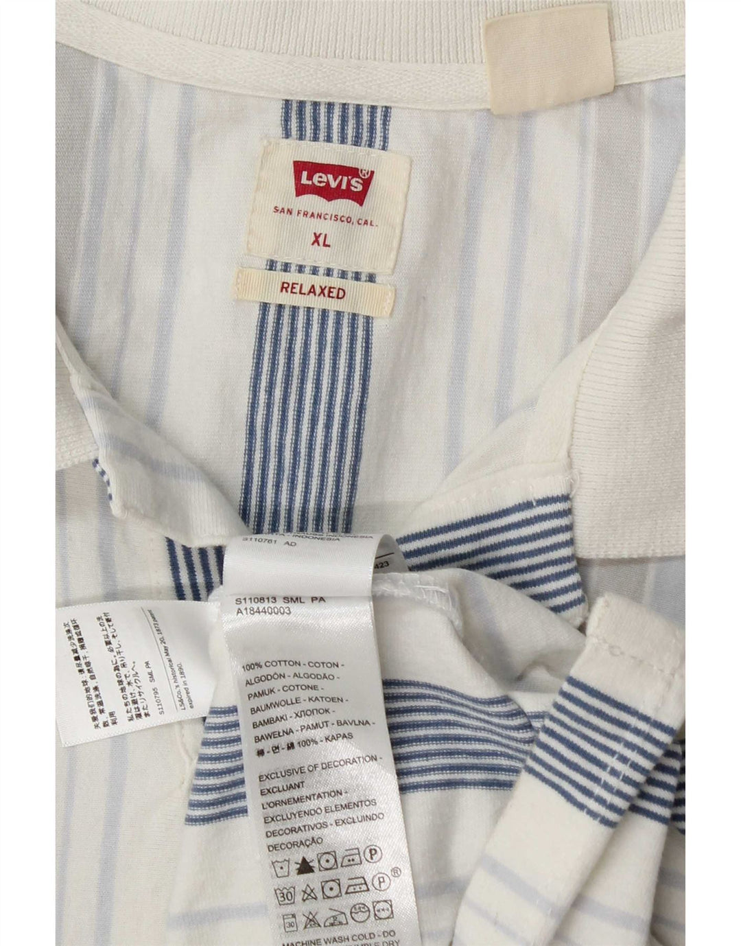 Męska koszulka polo Levi's o swobodnym kroju XL, bawełniana w niebieskie paski