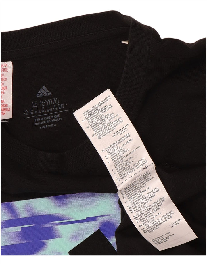 Chłopięca koszulka z grafiką Adidas Top 15-16 lat Czarna