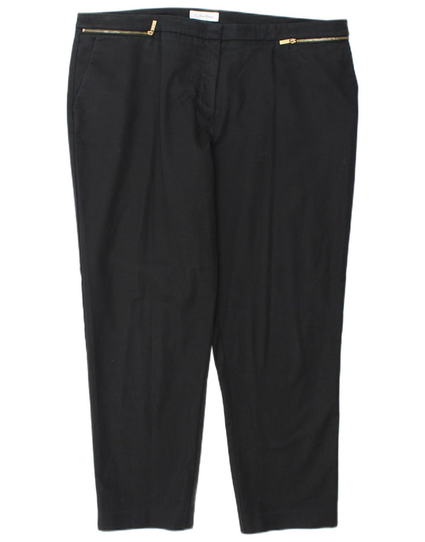 CALVIN KLEIN Womens Straight Cropped Trousers W38 L27 Black Cotton