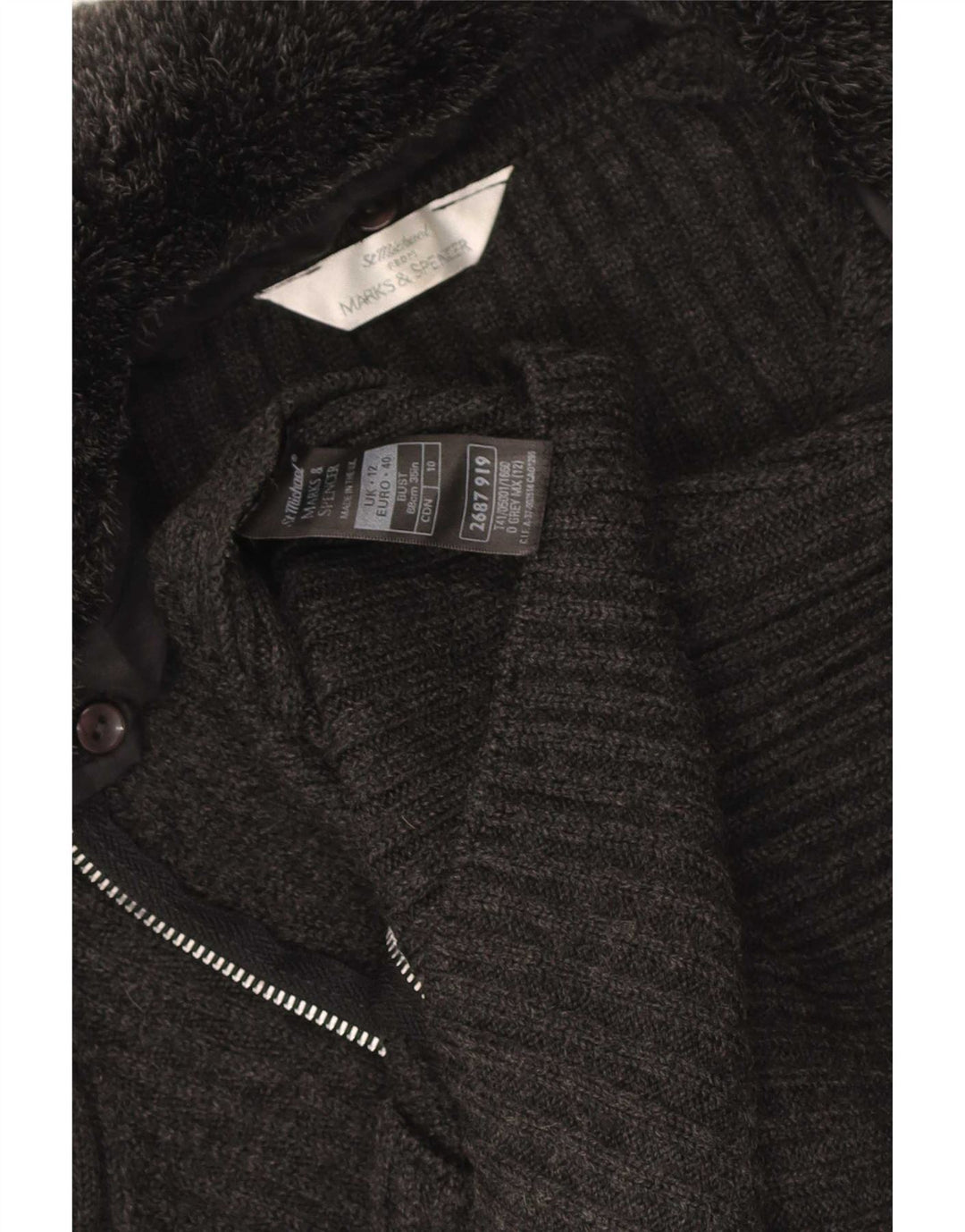 Marks & Spencer Damski sweter kardigan UK 12 Średni szary akryl