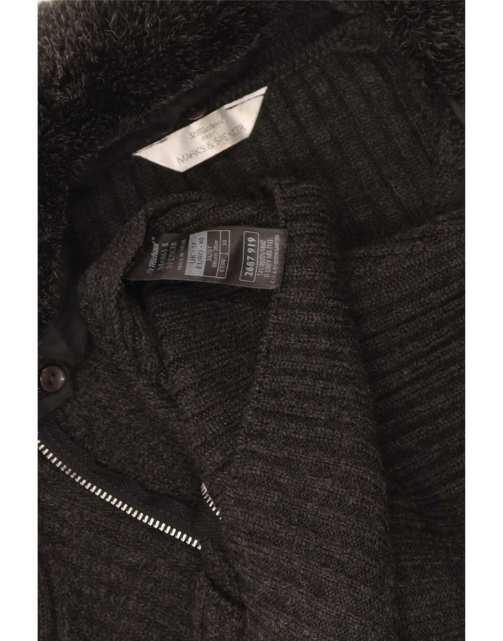 Marks & Spencer Damski sweter kardigan UK 12 Średni szary akryl