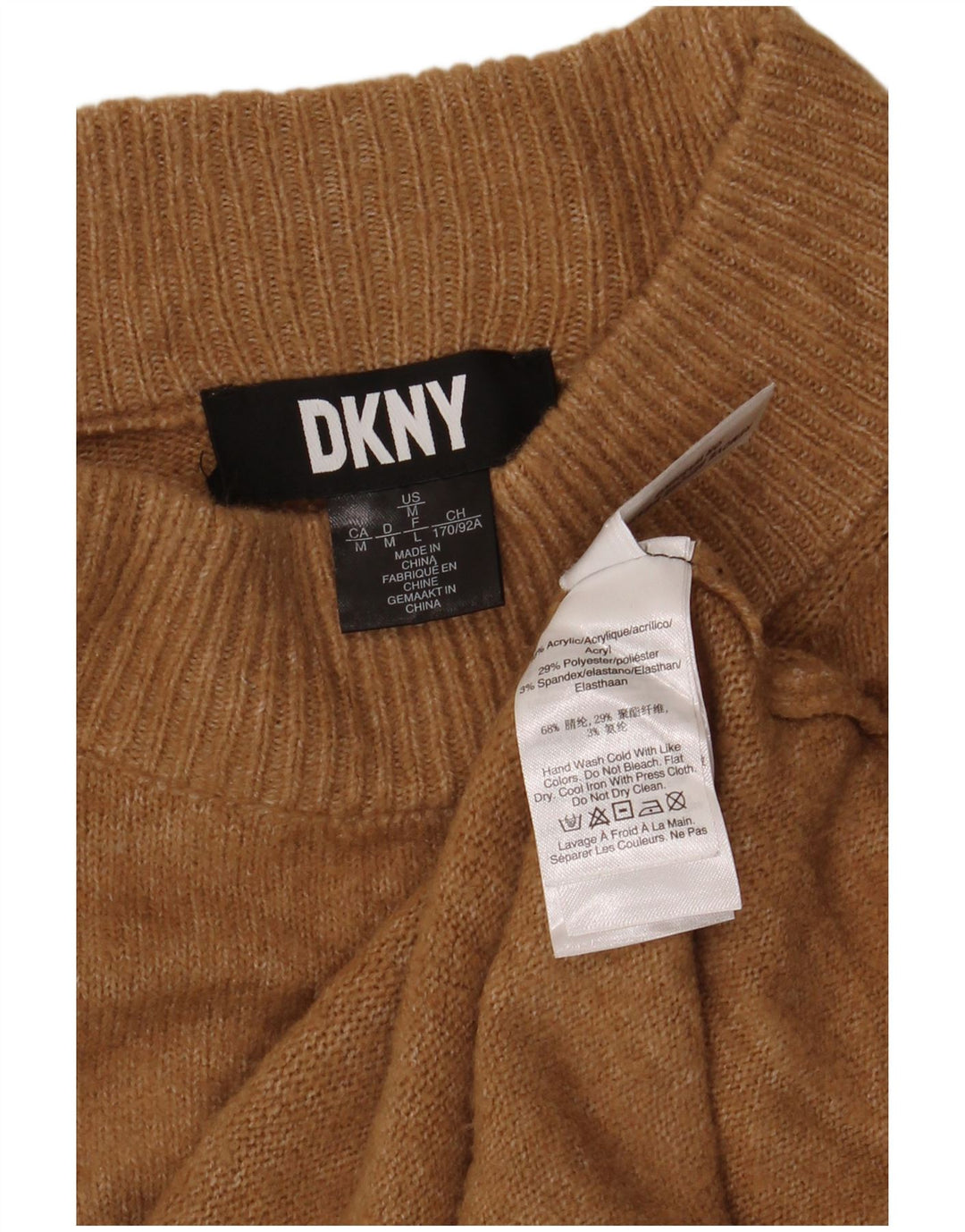 Damski sweter z golfem Dkny UK 14 Średni brązowy akryl