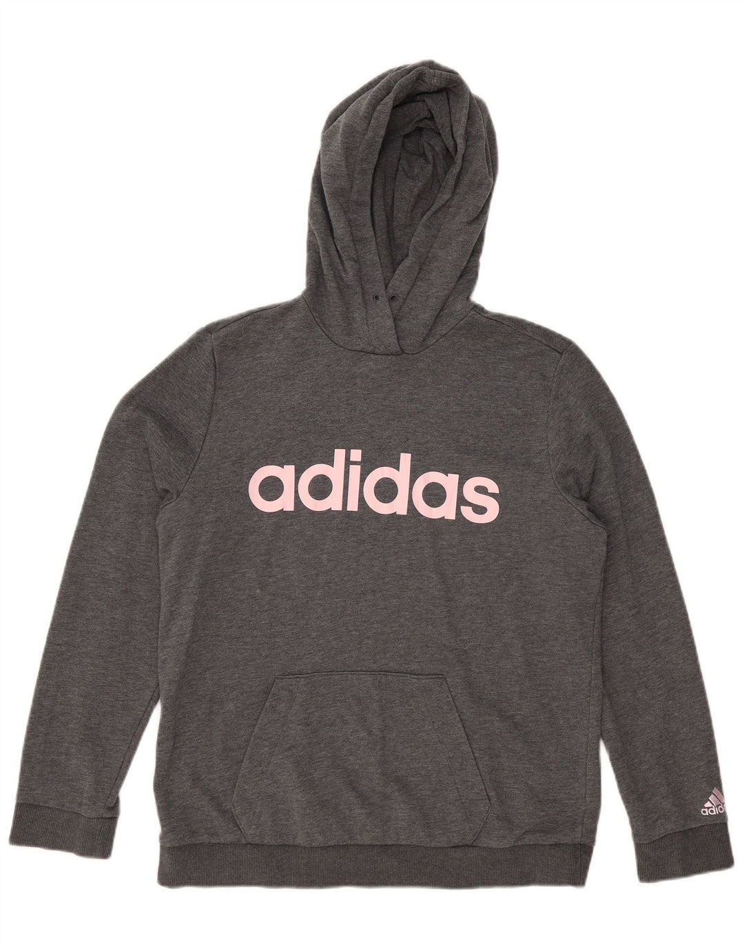Damski sweter z kapturem ADIDAS z grafiką, UK 16/18, duży, szary poliester