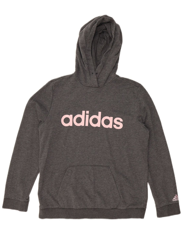 Damski sweter z kapturem ADIDAS z grafiką, UK 16/18, duży, szary poliester