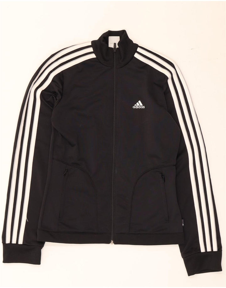 Damska kurtka dresowa Adidas UK 8, mała, czarna, z blokami kolorów, poliester