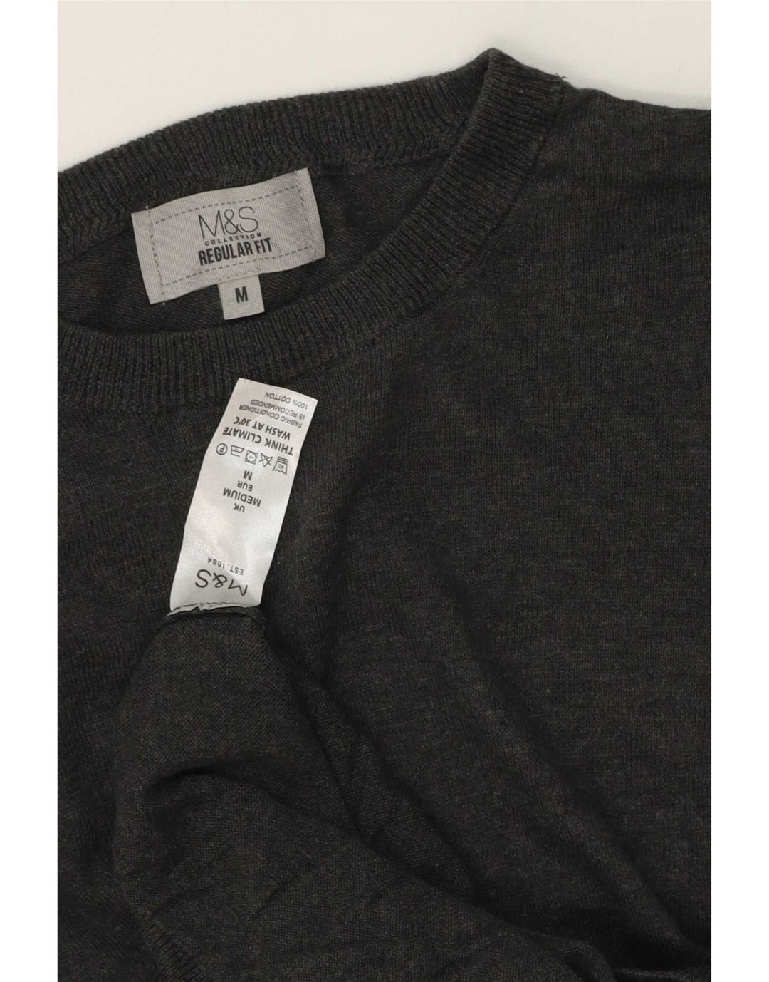 Męski sweter Marks & Spencer o regularnym kroju z dekoltem w łódkę, średnioszary