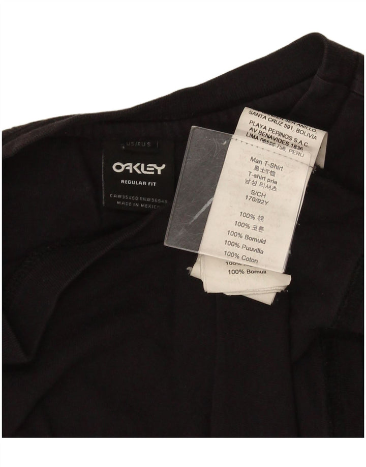 Męski T-shirt z grafiką Oakley, mały, czarny, bawełniany