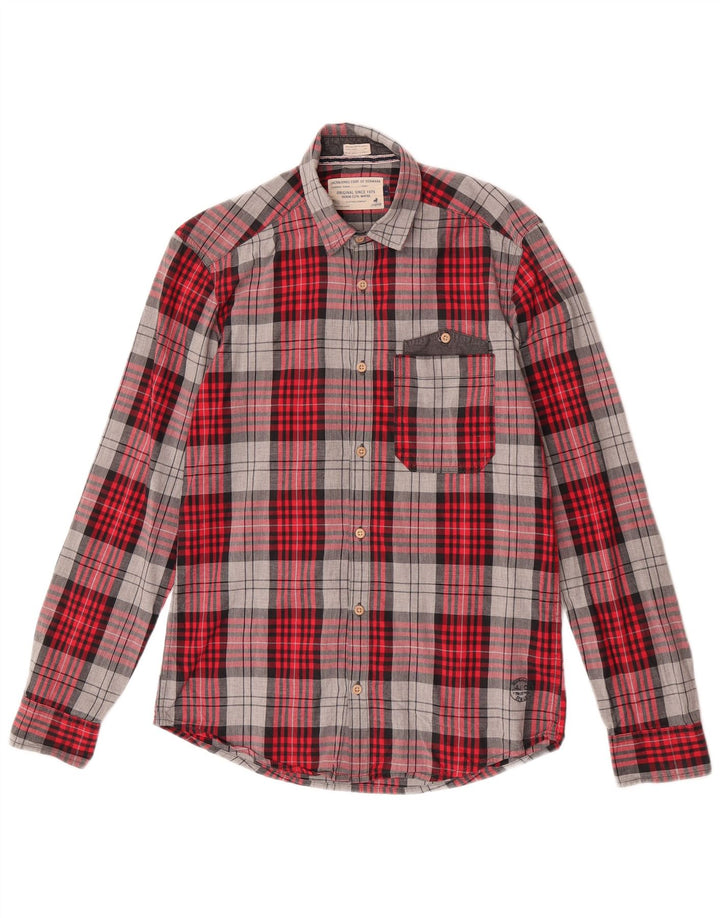 Męska koszula flanelowa Jack & Jones, mała, bawełniana w czerwoną kratę