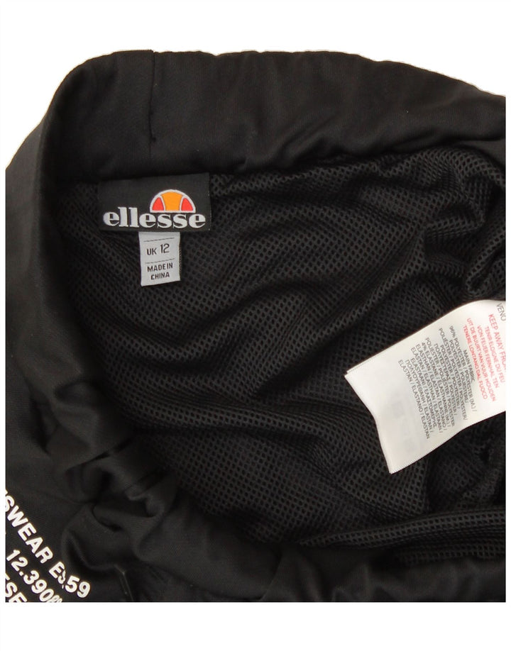 ELLESSE Womens Graphic Sport Shorts UK 12 Medium Black Colourblock Vintage Ellesse and Second-Hand Ellesse from Messina Hembry 