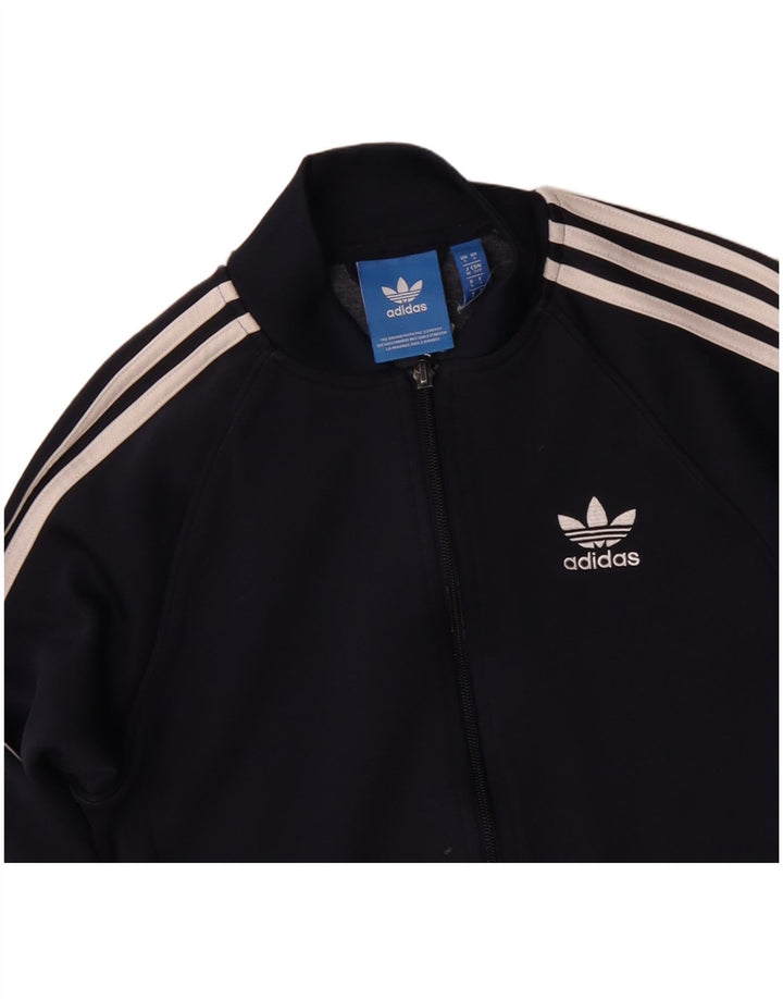 Adidas Męska bluza dresowa, mała, granatowa, poliestrowa