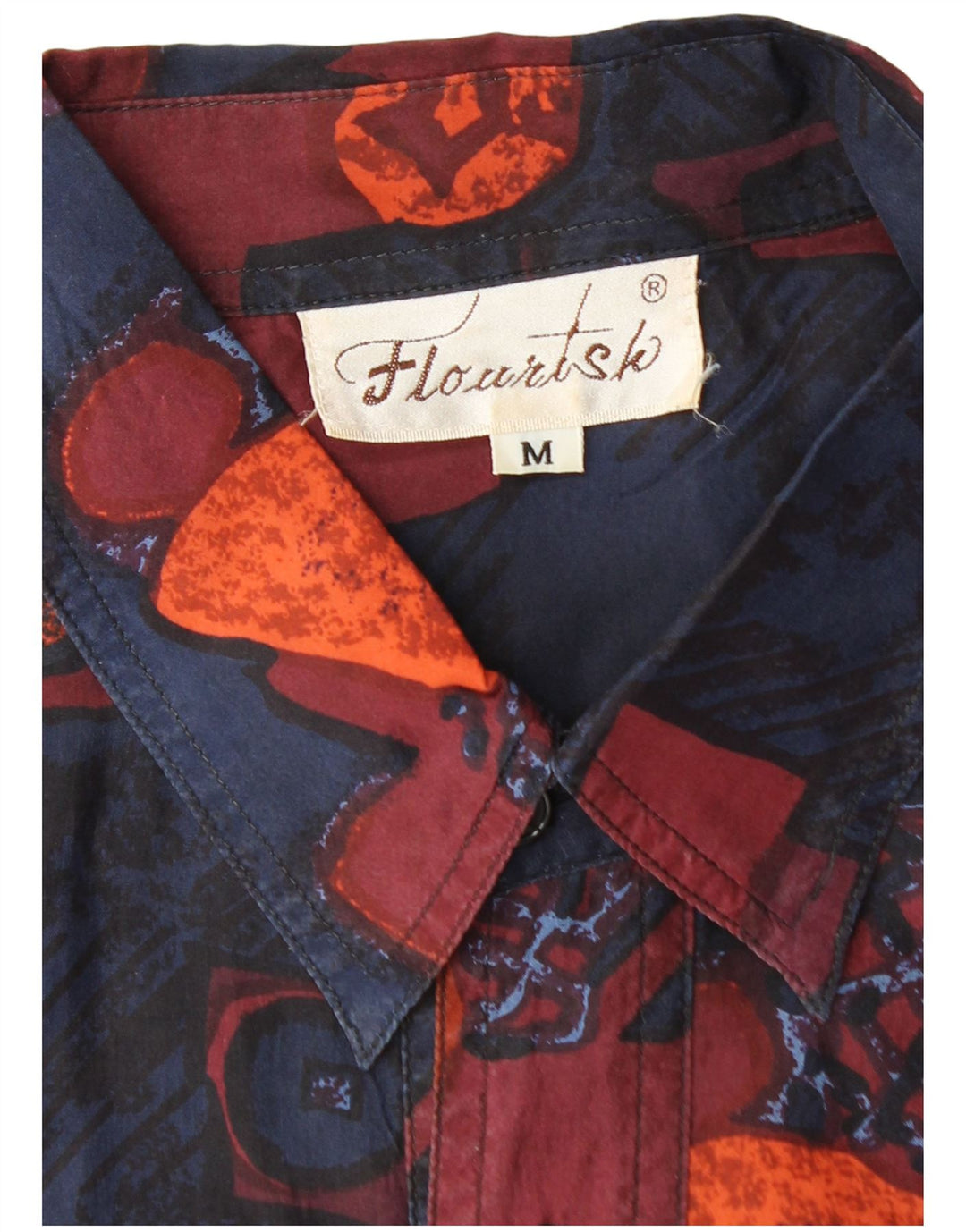 Koszula męska z krótkim rękawem w stylu vintage, średni, wielobarwny, geometryczny jedwab