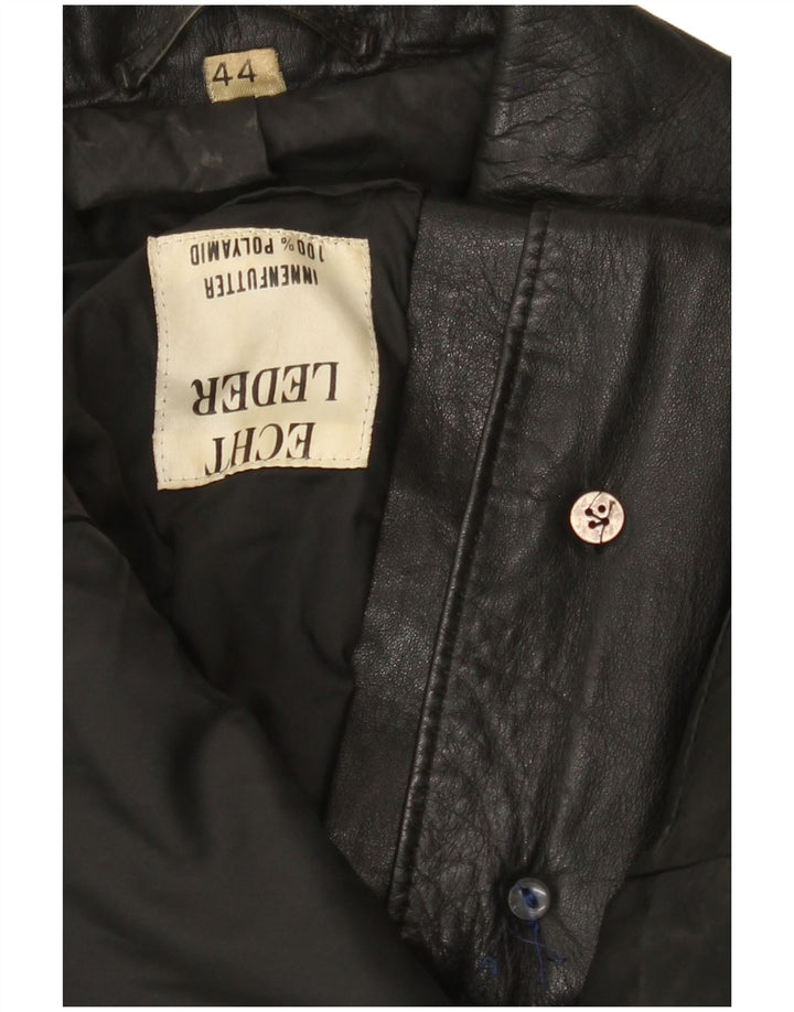 VINTAGE Womens Leather Jacket IT 44 Medium Black Leather